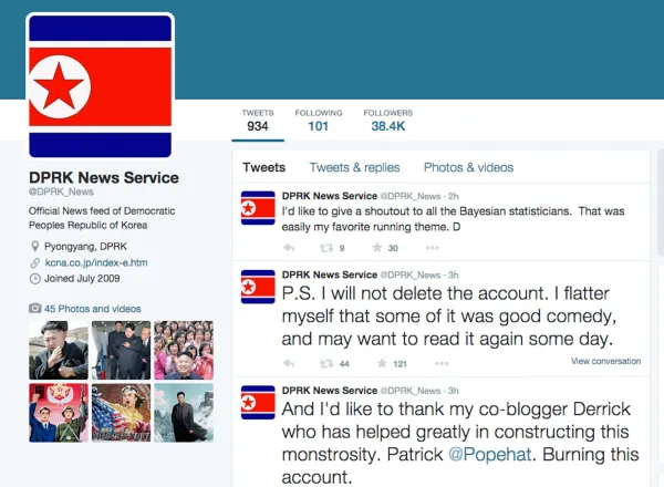 North Korea news parody ends tweets to western swine media