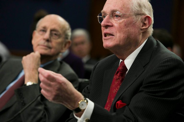 Justices Stephen Breyer, left, and Anthony Kennedy will hear arguments in the upcoming case. (Graeme Jennings/Washington Examiner)