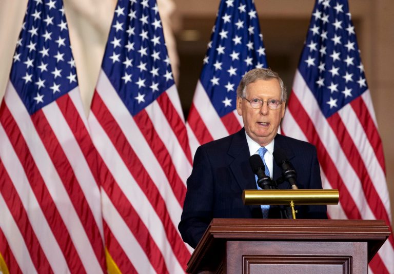 Senate Majority Leader Mitch McConnell said that lawmakers await receiving the 