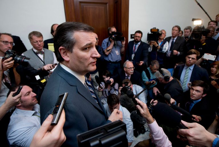 Ted Cruz gave no sign as to his intentions for his speech tonight during a brief speech at an event here in Cleveland Wednesday afternoon. (AP Photo)