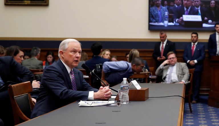 Attorney General Jeff Sessions explained that his old comment in which he implied that people who smoked pot weren't good people was delivered decades earlier, and was in the context of trying to reduce drug use in the U.S. (AP Photo/Alex Brandon)