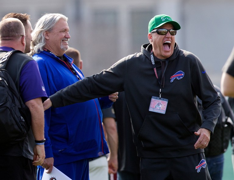The event where the billionaire mogul will be introduced by Rex Ryan is Donald Trump's final rally before Tuesday's primary in New York. (AP Photo)