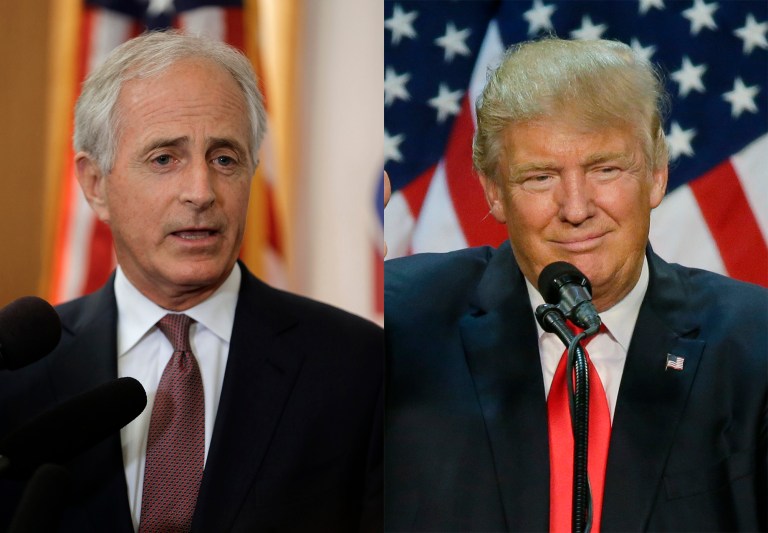 The closed-door meeting comes more than two weeks after Corker offered to advise Trump on foreign policy. (AP Photos)