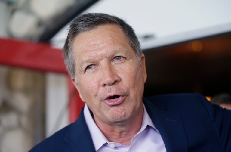 Republican presidential candidate, Ohio Gov. John Kasich addresses supporters during an event in Mackinac Island, Mich. (AP Photo/Carlos Osorio, File)