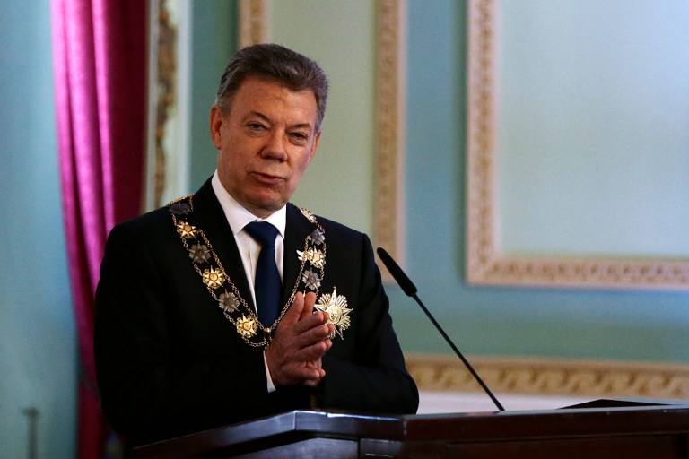 Trump invited Santos to Washington to the meeting, which will focus on trade, national security and Colombia's recent peace agreement. (AP Photo/Jorge Saenz)