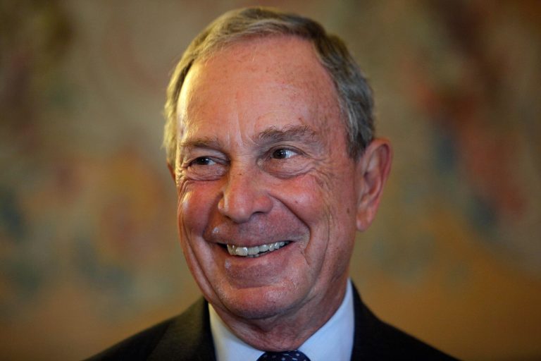 In this Sept. 16, 2014, file photo, business magnate Michael Bloomberg smiles prior to be conferred with the Chevalier de la Legion d'Honneur by France's Foreign minister Laurent Fabius, at the Quai d'Orsay, in Paris. (AP Photo/Thibault Camus, File)