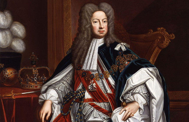 Georg Ludwig, installed as King George I, spoke no English and communicated with ministers in French, the language of European courts. He had shut his wife up in a German castle and brought over two mistresses, one fat and one skinny, and gave them titles of nobility. (National Portrait Gallery, London)