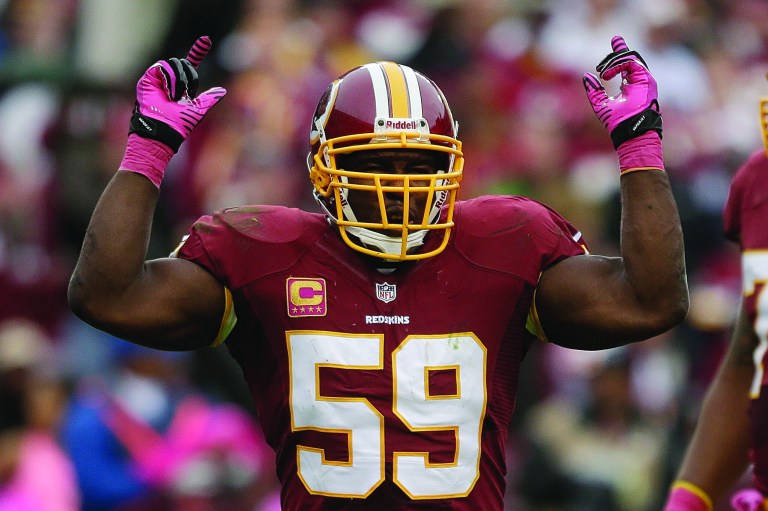 Evan Vucci/AP
Washington Redskins inside linebacker London Fletcher practiced Friday and is listed as questionable for Sunday.