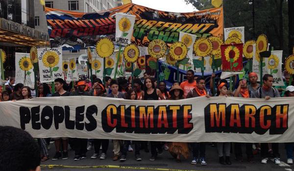 Those assembled in New York for the People's Climate March, organized by a handful of environmental and left-wing groups, pressed politicians, investors, corporations, faith organizations and others to address rising greenhouse gas emissions, which most scientists say warms the planet. (Zack Colman/Washington Examiner)