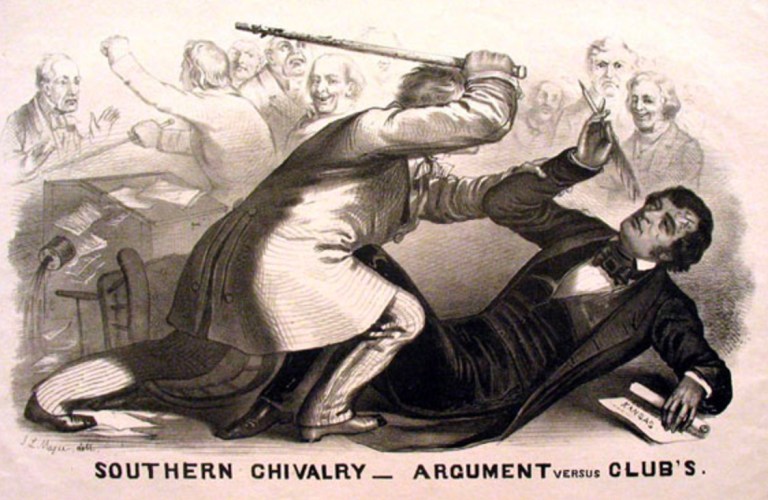 Did Sumner's caning cause the Civil War? Hardly. But there's no denying it was yet another stepping stone on the path that ultimately got the country there. (Wikipedia)