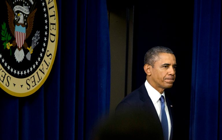 President Barack Obama arrives to speak in the South Court Auditorium on the White House complex on Monday in Washington. Before speaking about the economy, Obama commented on the Navy Yard shooting. (AP Photo/Carolyn Kaster)
