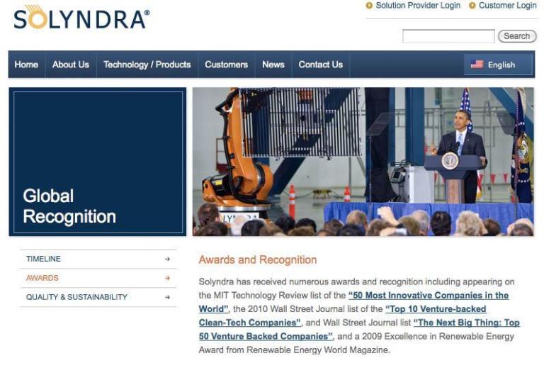Obama still featured on Solyndra’s website