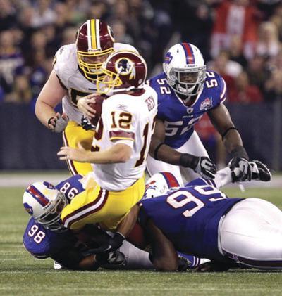 David Duprey/AP
Redskins quarterback John Beck was sacked 10 times last week.