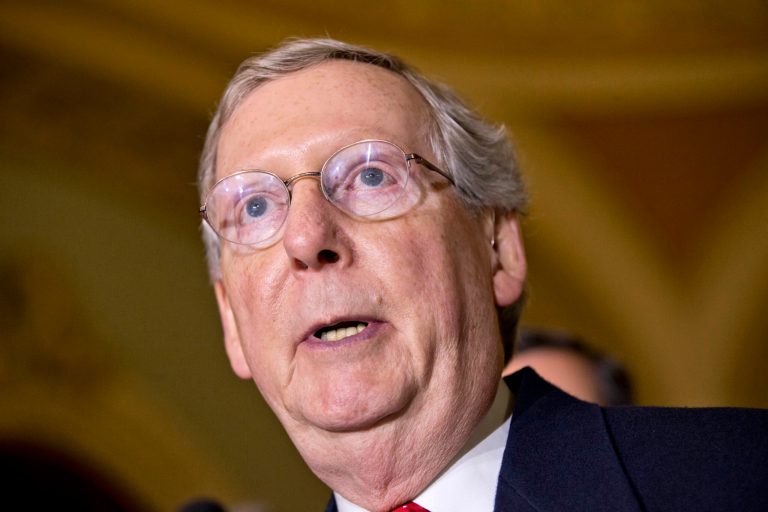 Senate Minority Leader Mitch McConnell on Tuesday joined a weekly closed-door meeting of House Republicans to advocate for protecting the sequester spending cuts in the on-going budget negotiations with the Democrats. (AP Photo)