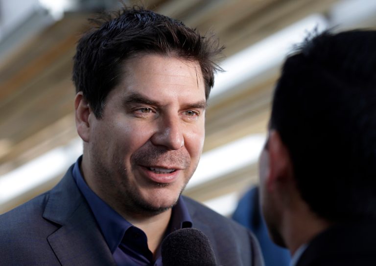 FILE - In this Feb. 5, 2014 file photo, Bolivian billionaire Marcelo Claure, founder of Brightstar Corp., is interviewed following a news conference in Miami. Sprint on Wednesday, Aug. 6, 2014 said it is replacing its longtime CEO Dan Hesse with Claure on the heels of a report that it is dropping its bid for rival wireless carrier T-Mobile. Sprint says the 43-year-old Claure will replace Hesse on Monday, Aug. 11, 2014. (AP Photo/Lynne Sladky, File)