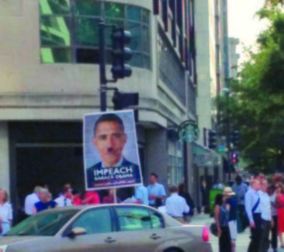 Washington commuters greeted by Adolf Obama