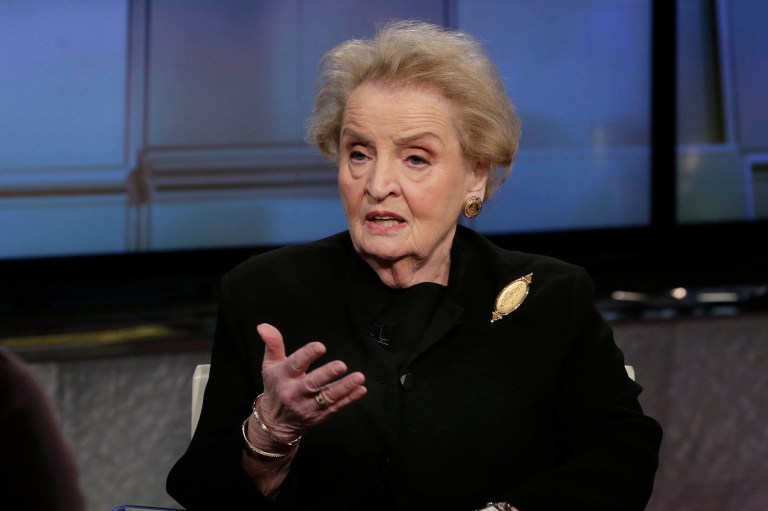 Former Secretary of State Madeleine Albright is a feminist and a liberal, but she's also too white for some at the all-women's Scripps College in Claremont, Calif. (AP Photo/Richard Drew)