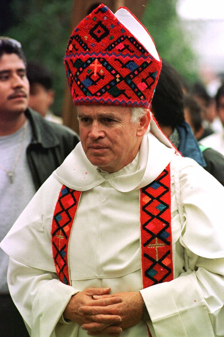   FILE - This Dec. 22, 1999 file photo shows Bishop Raul Vera in San Cristobal de las Casas in the Mexican state of Chiapas. Vera arrived in Saltillo as Bishop in 2000, with a reputation as a social crusader. Veraâs realm is a wide swath of Coahuila, a state bordering Texas thatâs become a hideout for the brutal Zetas cartel. (AP Photo/Eduardo Verdugo, File)  