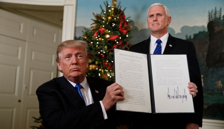 By recognizing Jerusalem as the capital of Israel, Trump was just acknowledging reality. (AP Photo/Evan Vucci)