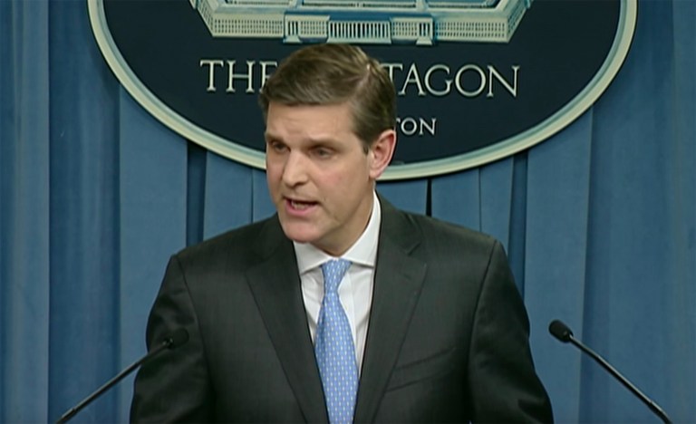 Sometimes it's really hard to tell what the Pentagon spokesman is saying, especially when he's discussing the shadowy role U.S. special operations forces are playing in Syria. (Screen shot)