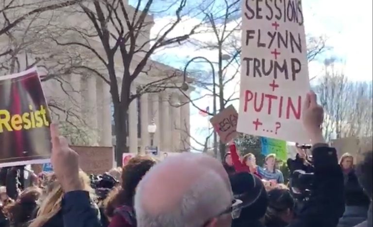 Protesters chanted 