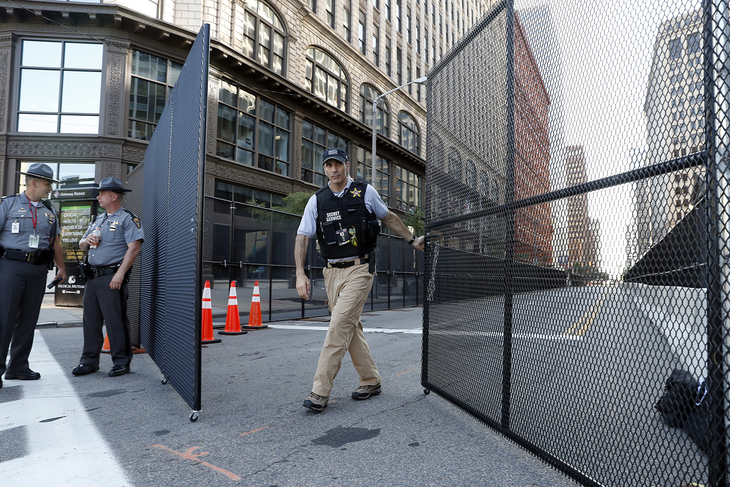 Violence against police on convention eve tests Trump, Clinton