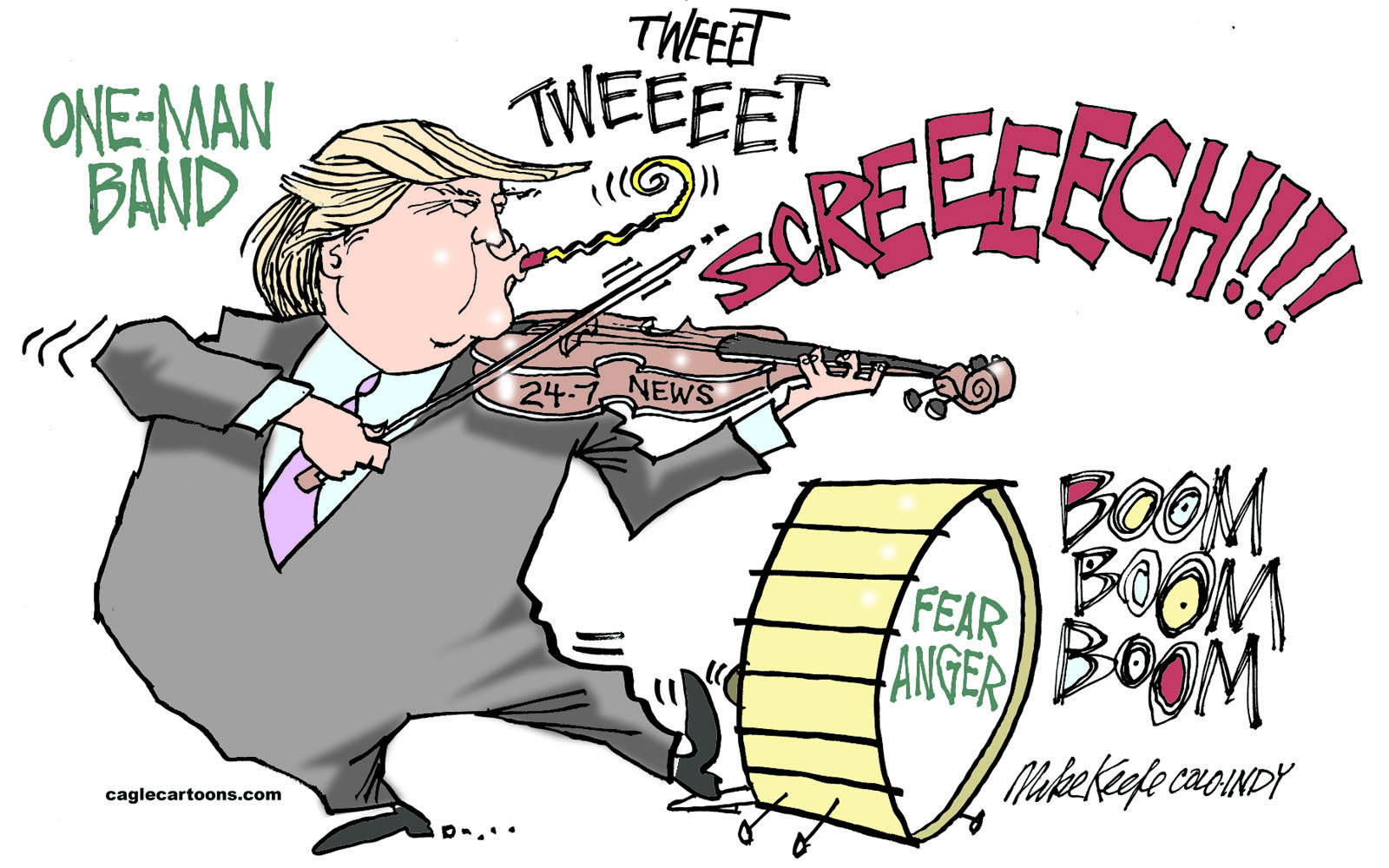 Editorial cartoon: One-man band