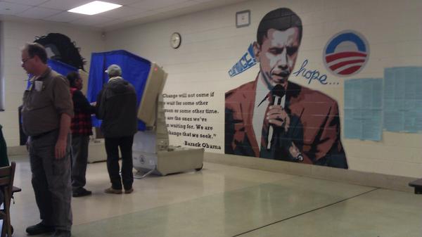 Obama Mural in Philadelphia Polling Place
