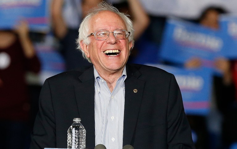 Democratic presidential candidate Sen. Bernie Sanders, I-Vt, speaks during a campaign rally in Springfield, Mass., Saturday. (AP Photo/Michael Dwyer)