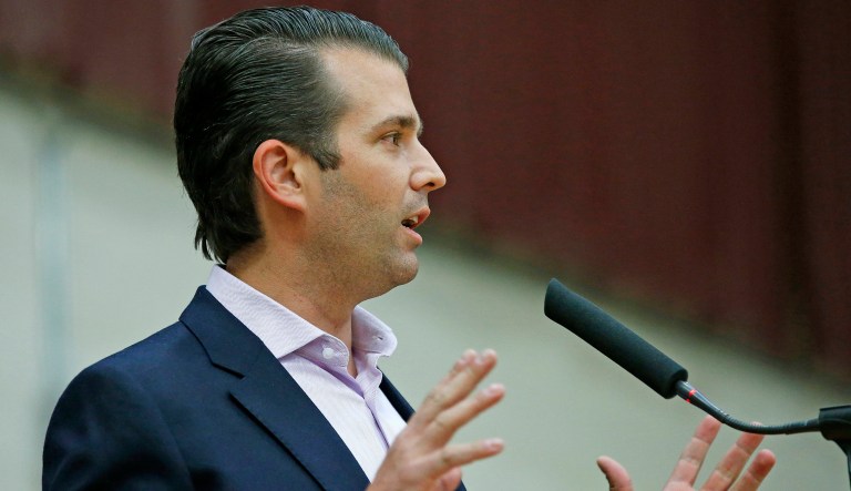 The New York Times reported Sunday that Donald Trump Jr. organized a meeting at Trump Tower in June 2016 with a Kremlin-linked lawyer who claimed to have damaging information about Hillary Clinton. (AP Photo/Ross D. Franklin)