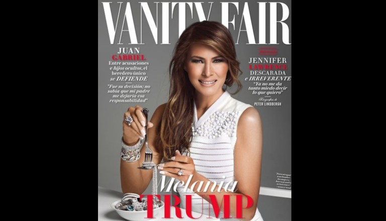 Vanity Fair Mexico picture shows Melania eating jewelry like spaghetti.