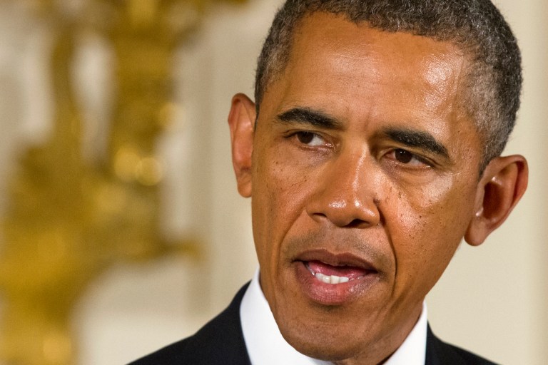   This photo taken Aug. 26, 2013 shows President Barack Obama speaking in the East Room of the White House in Washington. Barack Obama was 2 years old and growing up in Hawaii when Martin Luther King delivered his âI Have a Dreamâ speech from the steps of the Lincoln Memorial. Fifty years later, President Obama keeps a bust of King in the Oval Office and a framed copy of the program from that historic day when more than 200,000 people gathered for the March on Washington for Jobs and Freedom. (AP Photo/Jacquelyn Martin)  