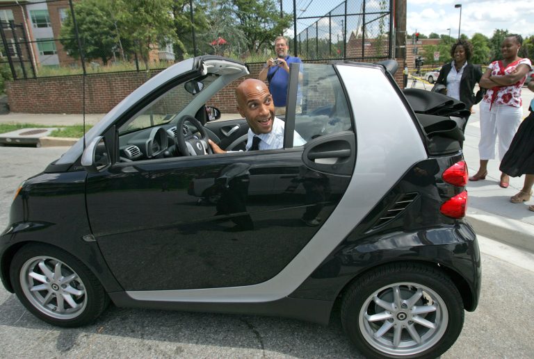 In this file photo then-Mayor Adrian Fenty leaves a press conference in South East in his new Smart Car on Wednesday, June 18, 2008 in Washington, DC. Greg Whitesell/Examiner