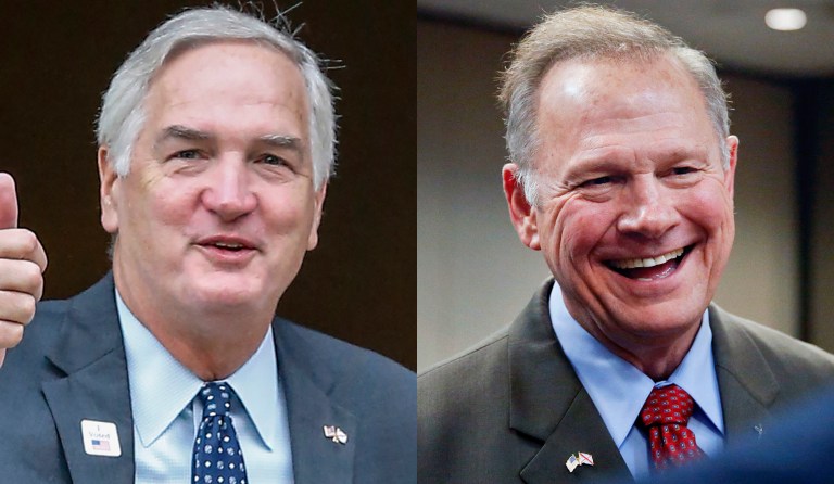 Four days ahead of the special Alabama Senate runoff, Sen. Luther Strange and Judge Roy Moore went around and around over who has Trump's blessing and whether or not that was enough to get into the U.S. Senate. (AP Photos)