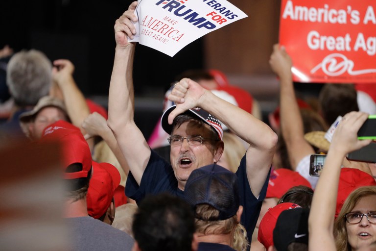 Trump is warning conservative House Republicans who have opposed his health care initiative that he might try and oust them next year when they stand for re-nomination. (AP Photo/Chris O'Meara)