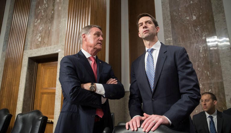 Sen. Tom Cotton of Arkansas and Sen. David Perdue of Georgia are 