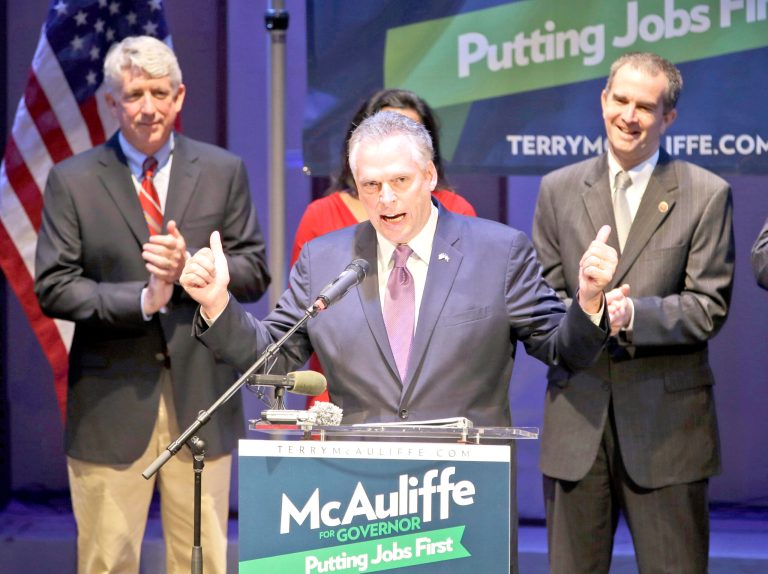 Steve Helber/AP
Democratic gubernatorial candidate Terry McAuliffe attended a fundraiser on Sunday at the home of former Democratic Virginia Rep. L.F. Payne, who has lobbied on behalf of oil companies since 1999.