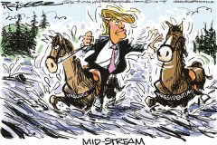 Editorial cartoon: Trump fords the mid-stream