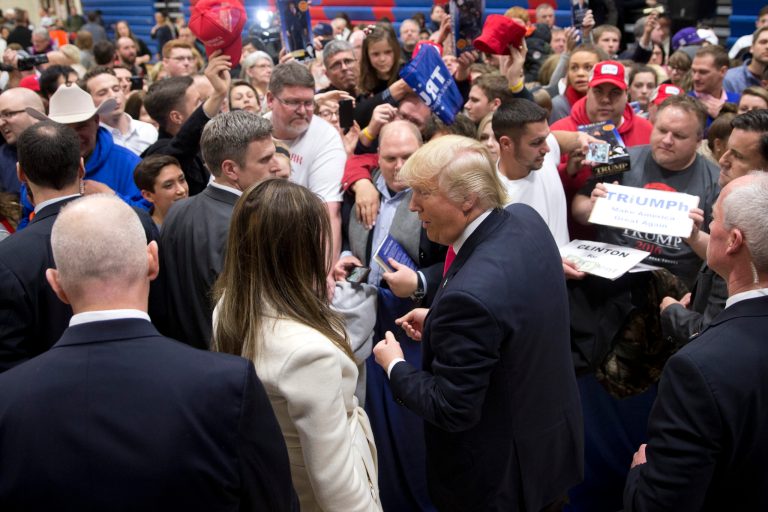 The Trump crowd was, as Trump promised, all voters who were new to Republican caucuses. (AP Photo/Jae C. Hong)