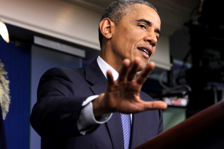 President Barack Obama speaks in the Brady Press Briefing Room of the White House in Washington, Friday, Aug. 1, 2014. (AP Photo/Connor Radnovich)