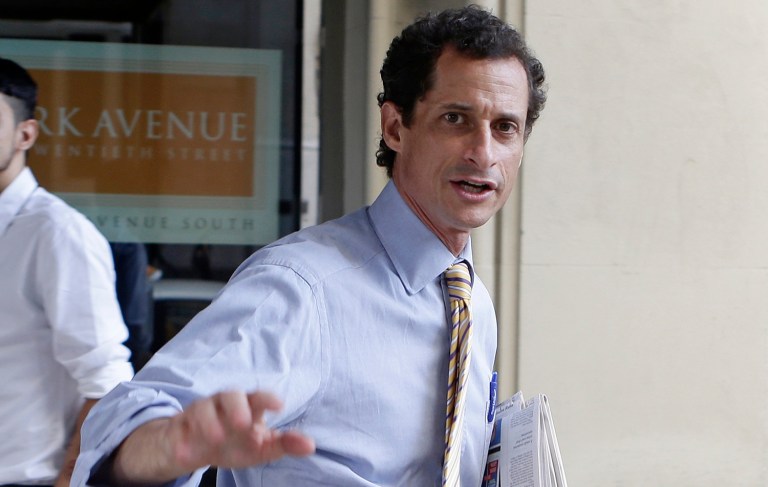 With Anthony Weiner, the nation is more focused on a Clinton controversy than a Trump scandal. (AP Photo/Frank Franklin II)