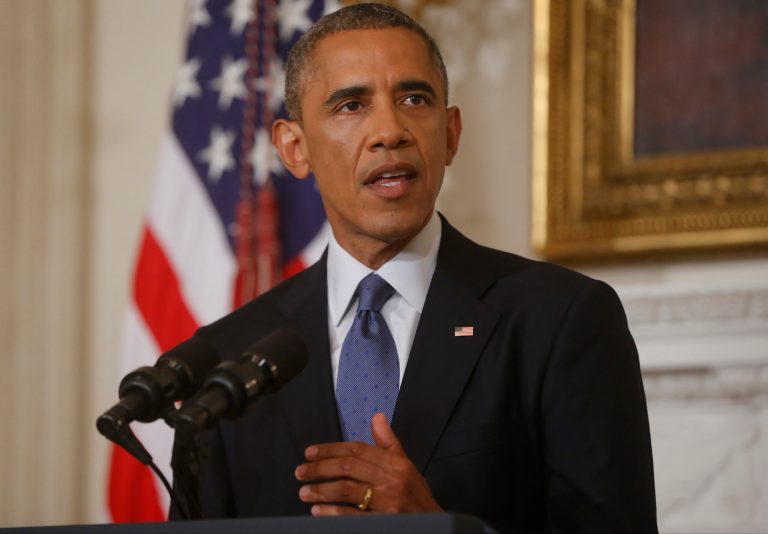 President Obama speaks about the situation in Iraq in the State Dining Room at the White House on Thursday. (AP/Charles Dharapak)