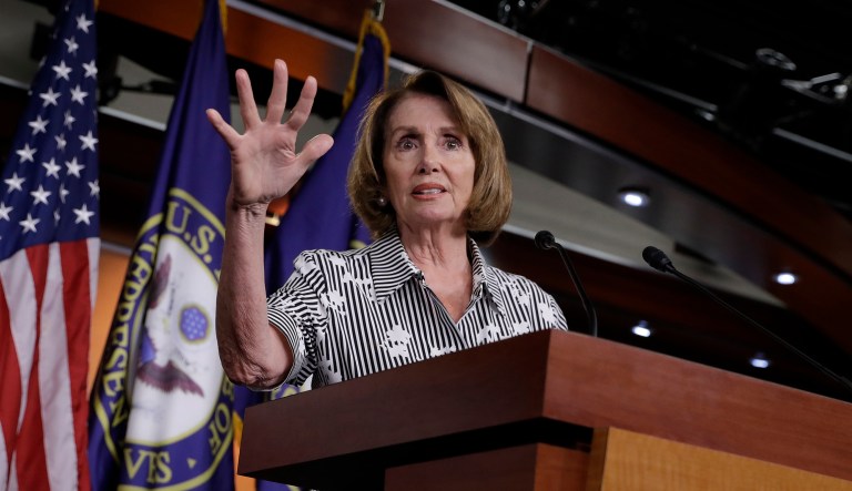 House Minority Leader Nancy Pelosi and other top Democrats took a victory lap Friday hours after three Senate Republicans helped defeat a bill to repeal parts of Obamacare, and called for both parties to come together and shore up the healthcare system. (AP Photo/J. Scott Applewhite)