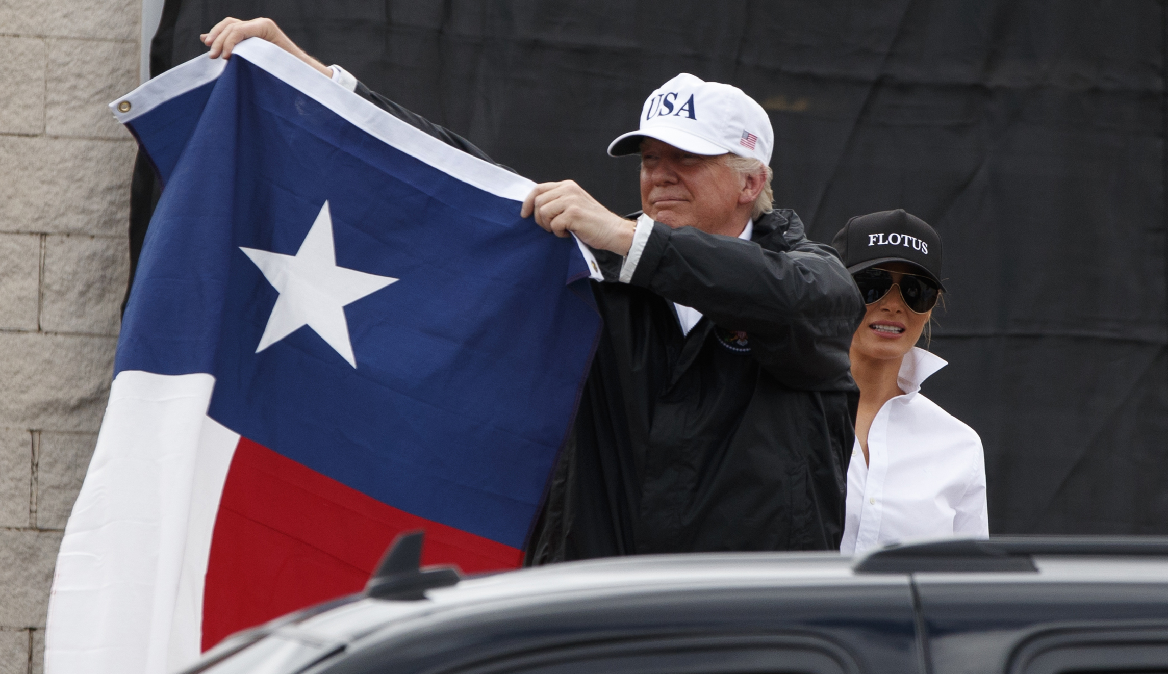 Trump expresses support for Harvey victims in weekly address