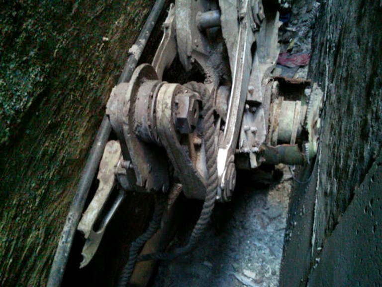  A 5-foot-tall piece of landing gear believed to be from one of the planes destroyed in the Sept. 11 attacks has been discovered wedged between a mosque site and another building near the World Trade Center. (AP Photo/New York City Police Department)