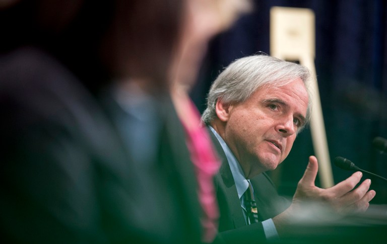 Nuclear Regulatory Commission Commissioner Stephen Burns testifies on Capitol Hill in Washington, Wednesday, Dec. 3, 2014, before the Senate Environment and Public Works Committee hearing. (AP Photo/Manuel Balce Ceneta)