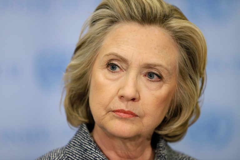 Hillary Rodham Clinton speaks to the reporters at United Nations headquarters, Tuesday, March 10, 2015. (AP Photo/Seth Wenig)