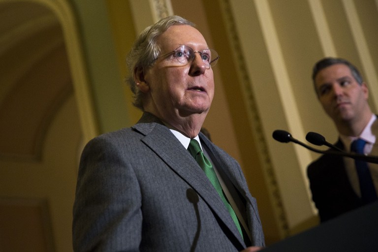 This is another tax relief measure we have done in drib and drabs, McConnell said. This would make it permanent. Its another important accomplishment of this majority. (Bloomberg/Drew Angerer)