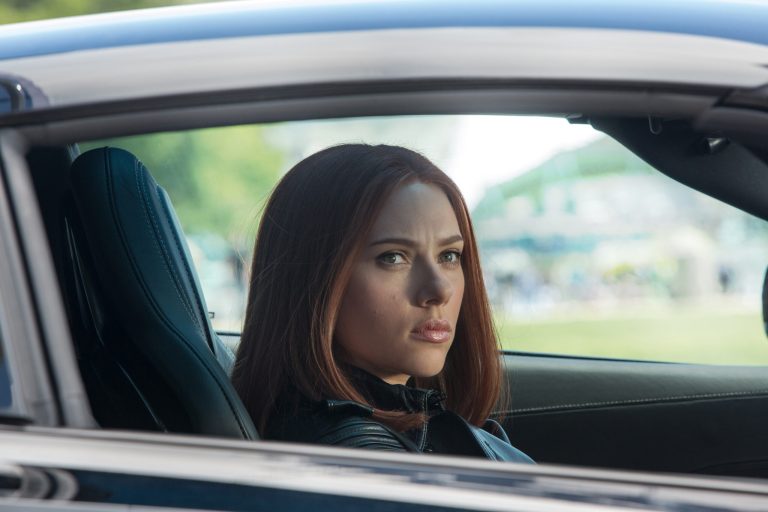 This image released by Marvel shows Scarlett Johansson in a scene from 