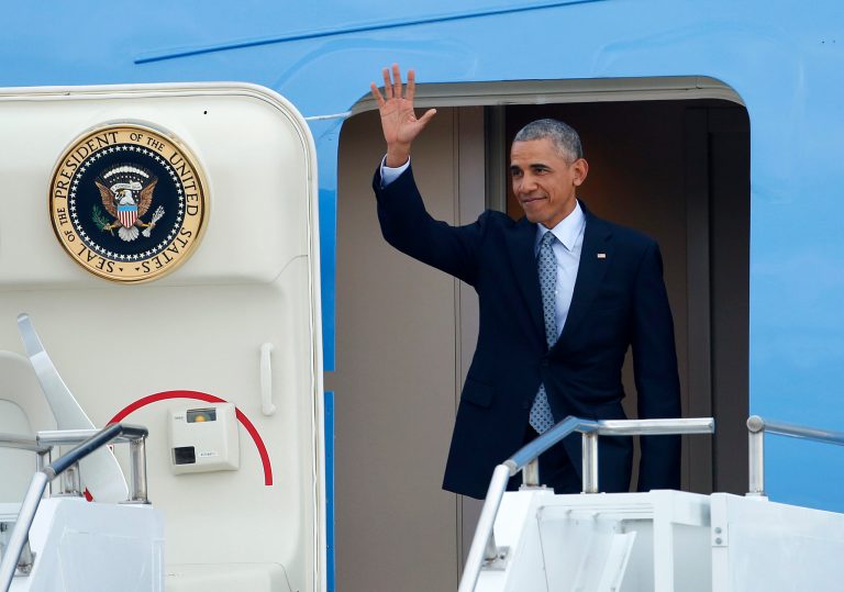 It may be a bit of a break for Obama, who in all likelihood will soon have to start promoting Clinton. (AP Photo/Brennan Linsley)